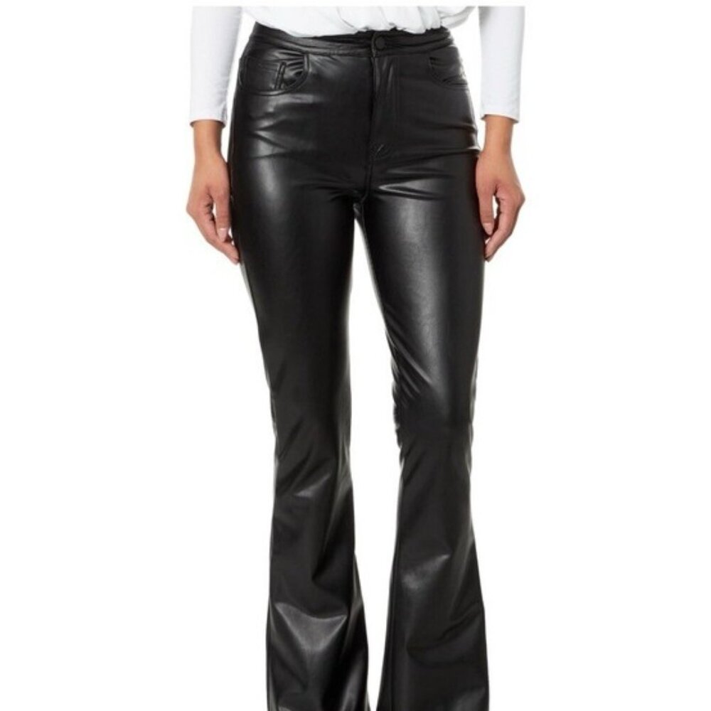 7 for All Mankind Black Faux Leather Skinny Bootcut Uhr Taylorless Size 31 NWT
